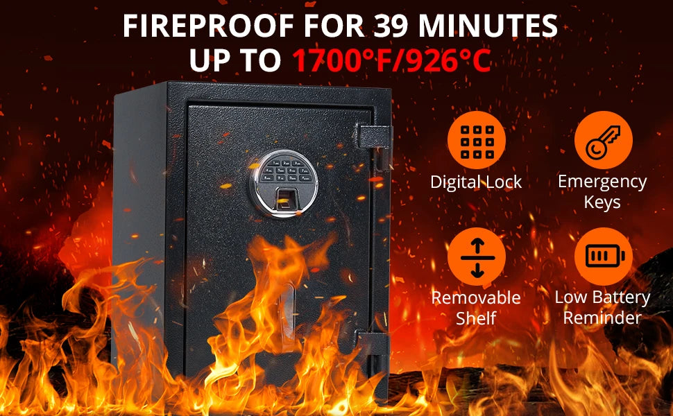 Fireproof and Waterproof Safe Box with Programmable Keypad