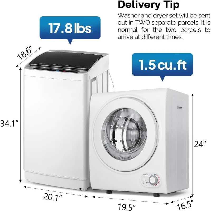 17.8LBS Fully Automatic Washing Machine and Dryer Set
