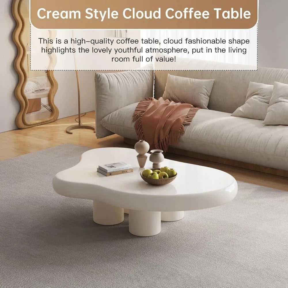 Cream White Coffee Table with 4 Legs