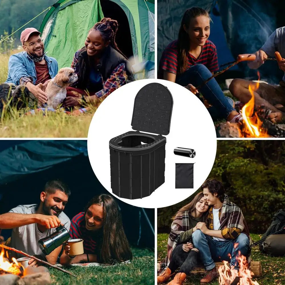 Folding Portable Potty Car Toilet With 15 Trash Bags