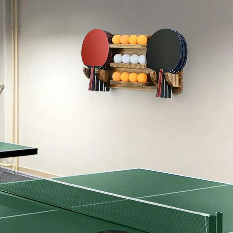 Large Capacity Wooden Table Tennis Paddle Display Holder