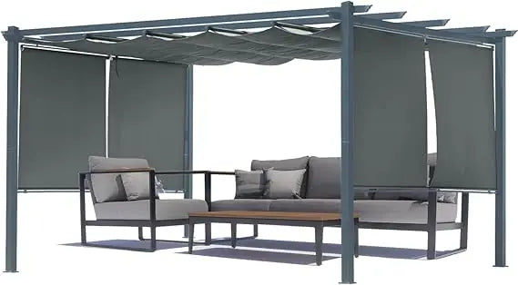 10 x 13 ft Outdoor Pergola with Retractable Shade Canopy