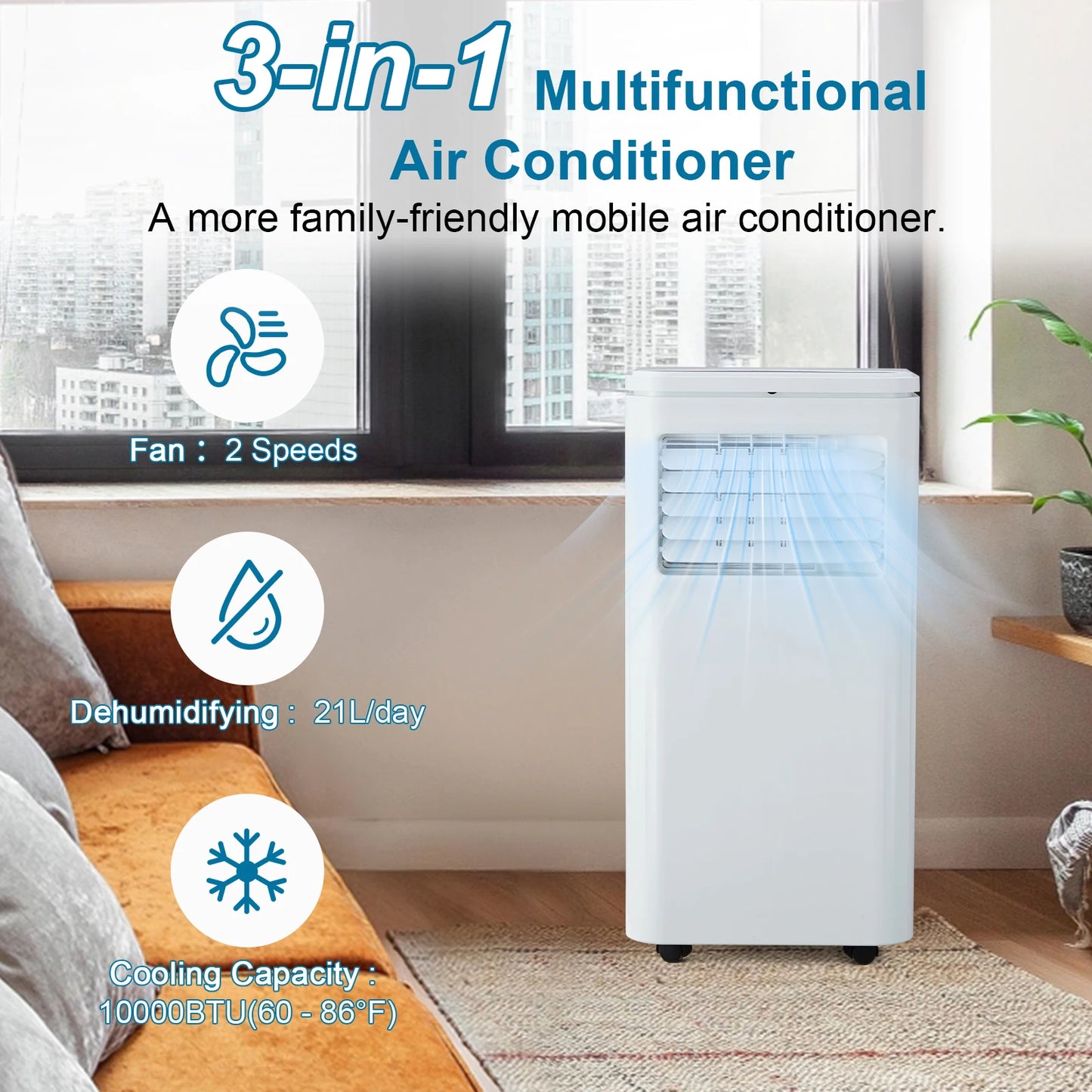 10000 BTU Portable Air Conditioners 3 in 1 Portable AC Unit