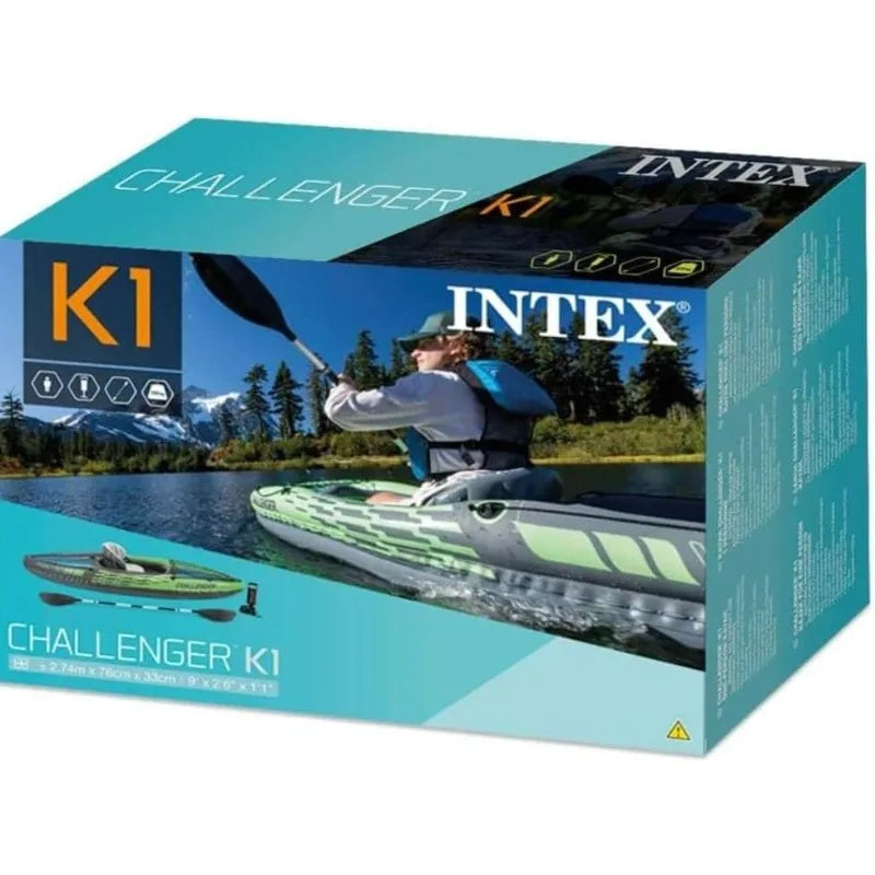 1 Man Inflatable Canoe with Aluminum Oars and Hand Pump