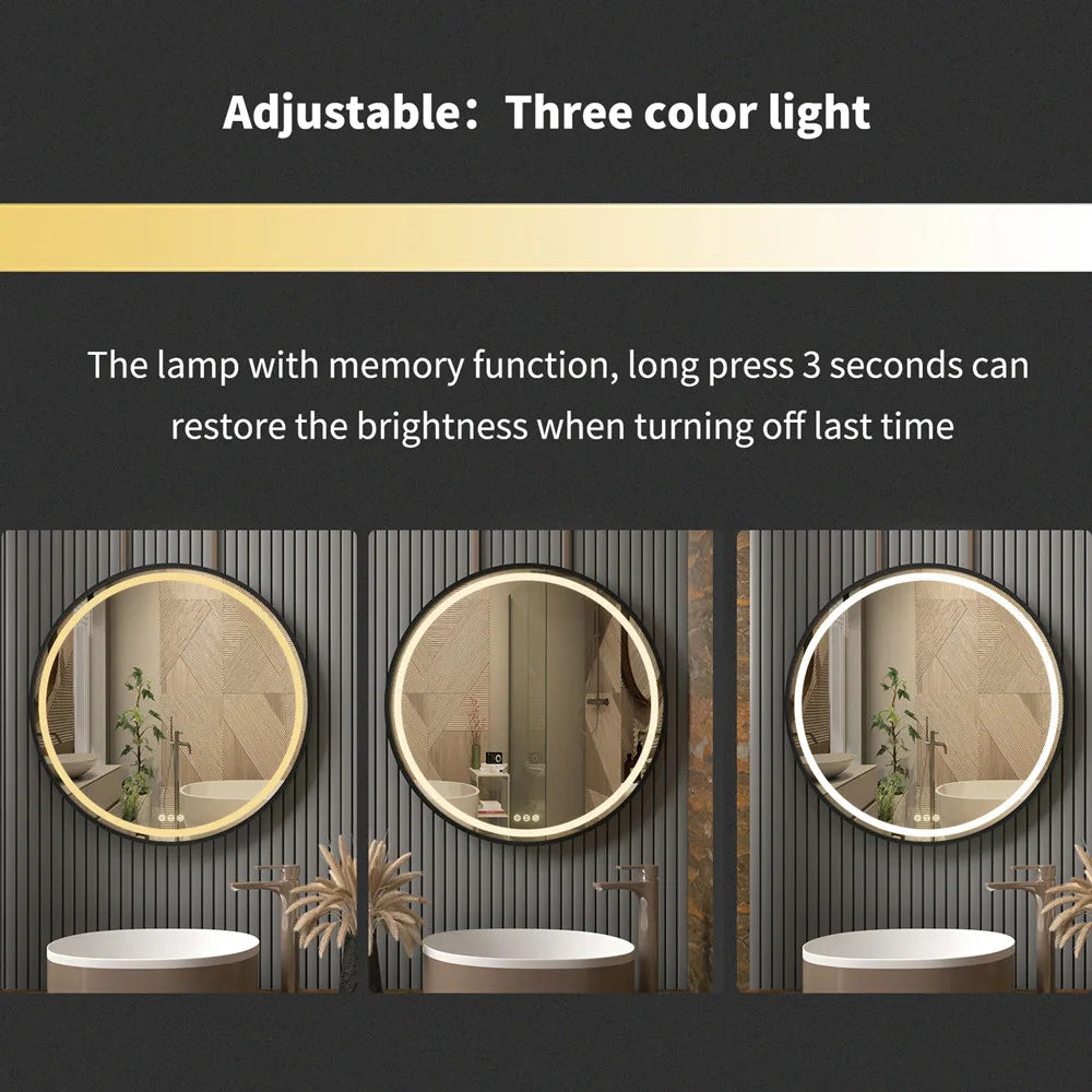 Bathroom Dimmable Fogless Mirror with Detachable Rope