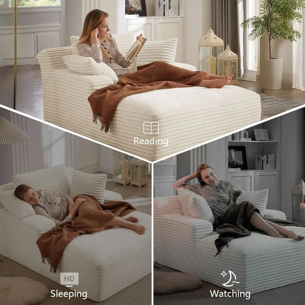 Oversized Chaise Lounge Sofa Bed with Throw Pillows and Armrests