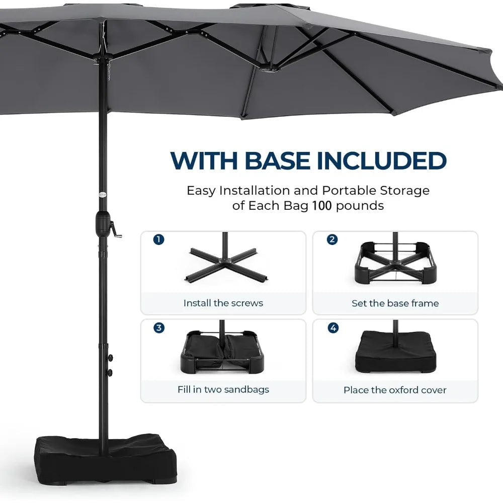 15ft Rectangle Oversized Double Sided Pool Umbrellas
