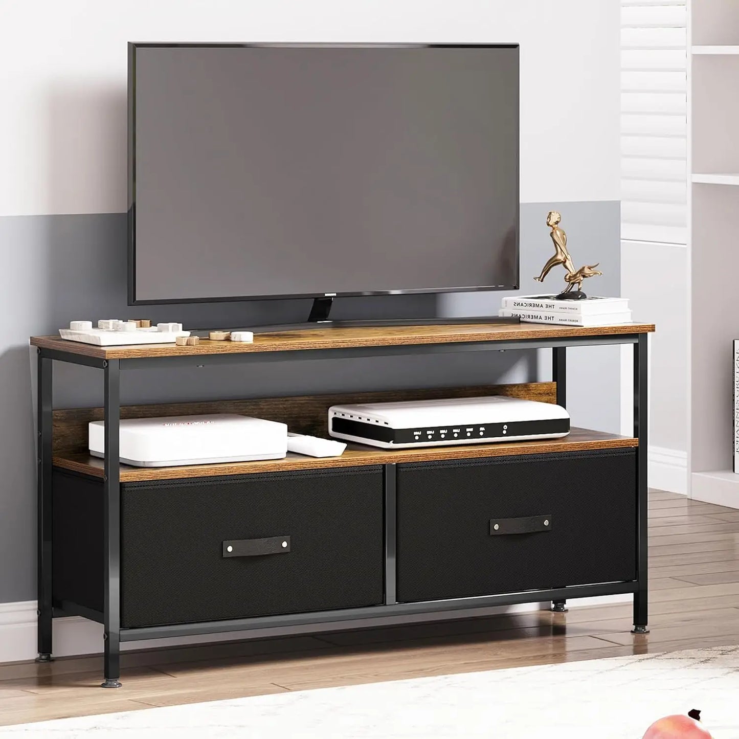 TV Media Console Table with Drawers and Shelves