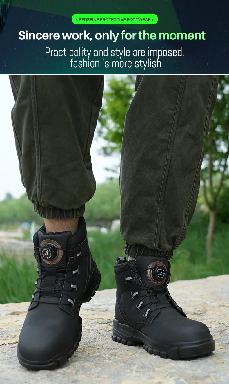 High Top Steel Toe Boots Slip Resistant Anti-Puncture