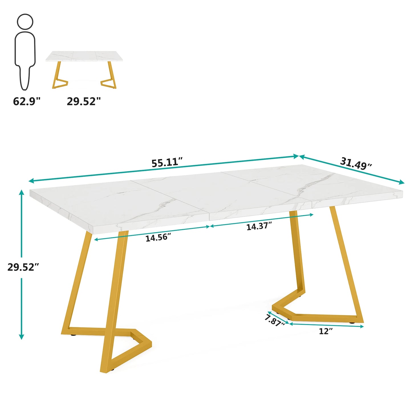 63-Inch Rectangular Dining Table for 4 to 6 people