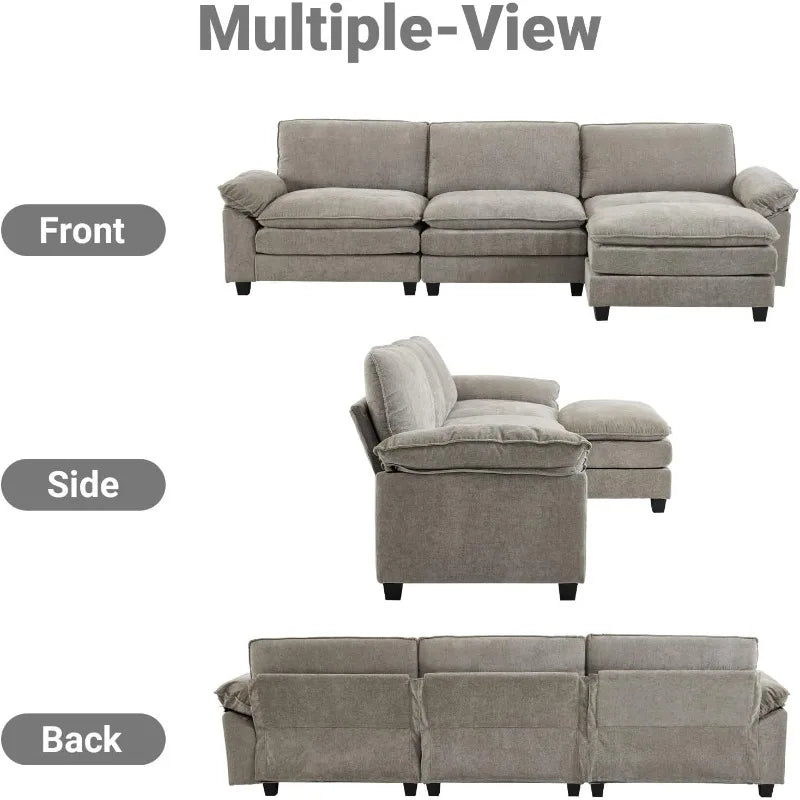 122" Cloud Double-Layer Deep Convertible Sectional Sofa
