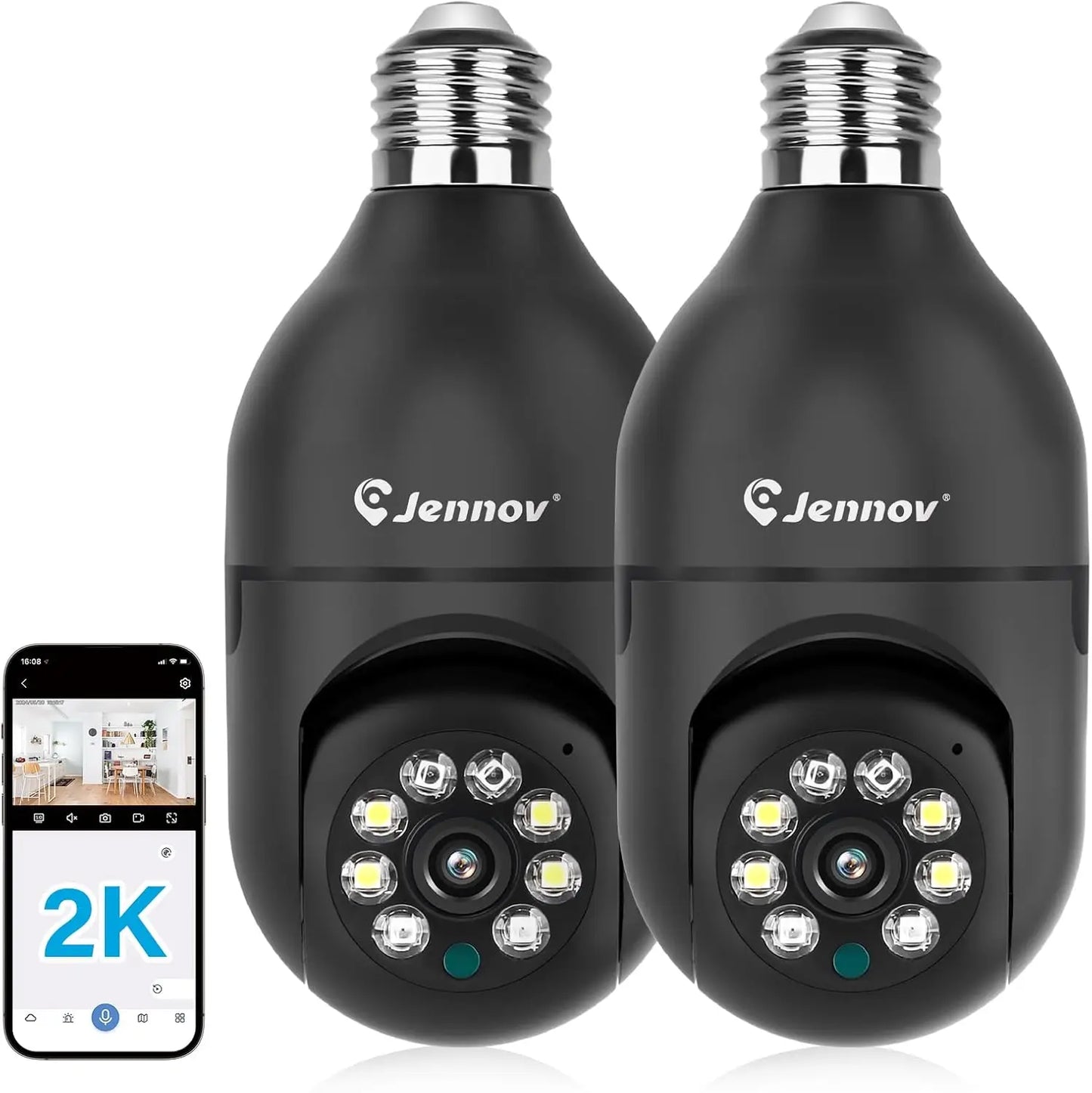 360°/2k HD Wireless Camera, Wi-Fi Light Socket Camera for Indoor-outdoor Home Security