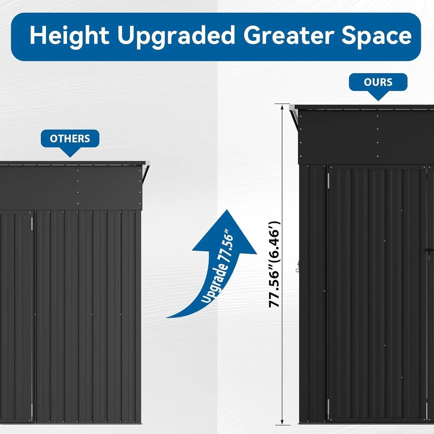 195 cu.ft Shed 7.3x5.3 Ft Premium Galvanized Steel Storage Sheds