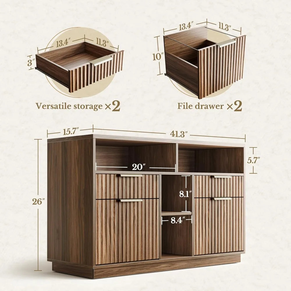 4 Drawer File Cabinet with Lock and Charging Station for Home Office