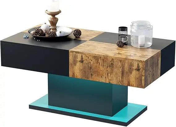 Modern High Glossy Wooden Coffee Tables with 16 Colors LED lights