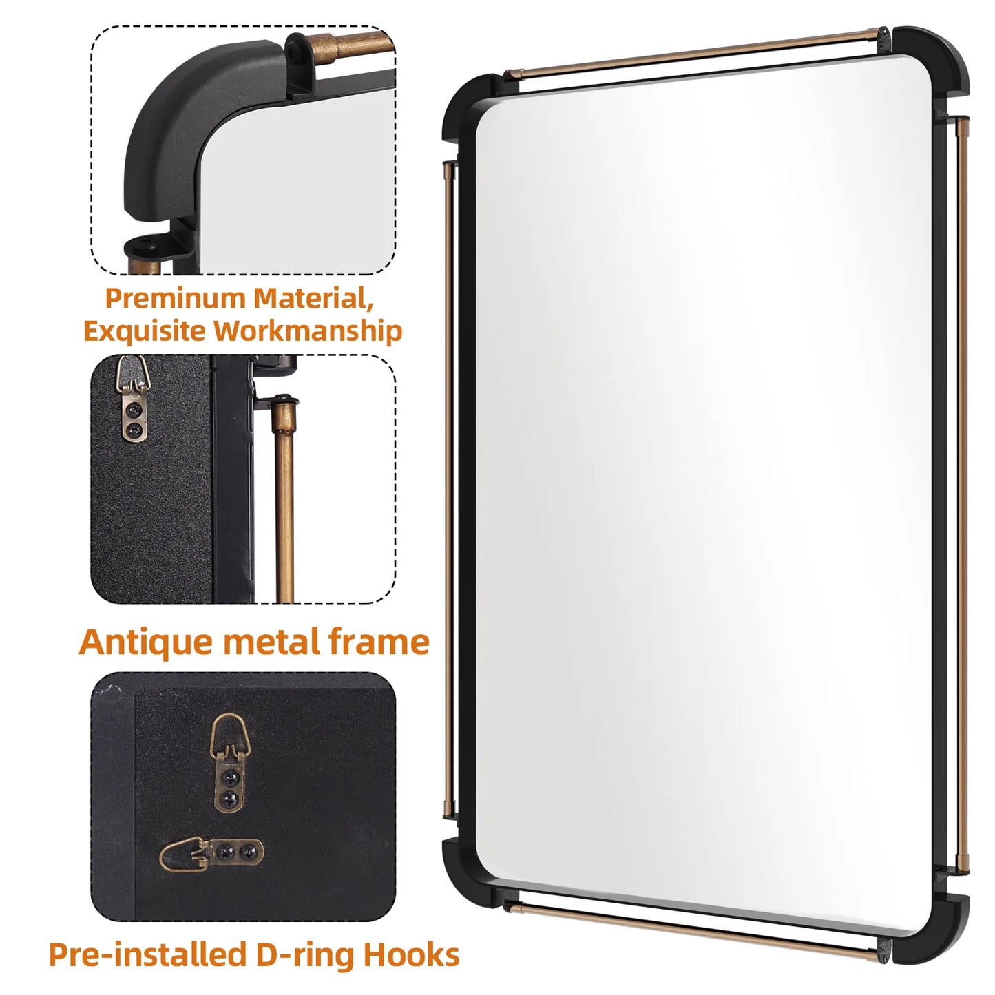 90CM Farmhouse Vintage Wall Mounted Mirror