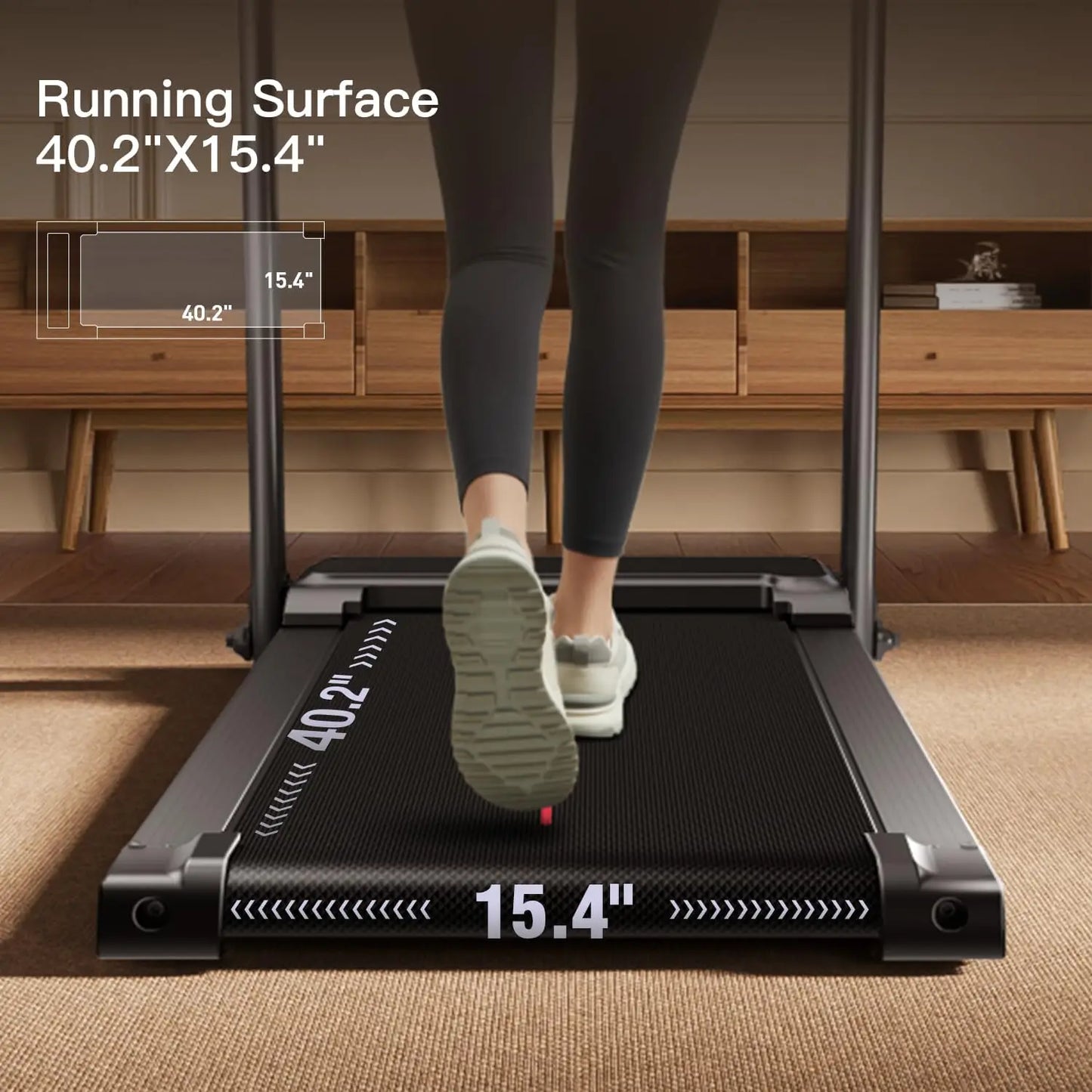 2.5 HP Quite Brushless, Folding Treadmill with Pulse Sensors