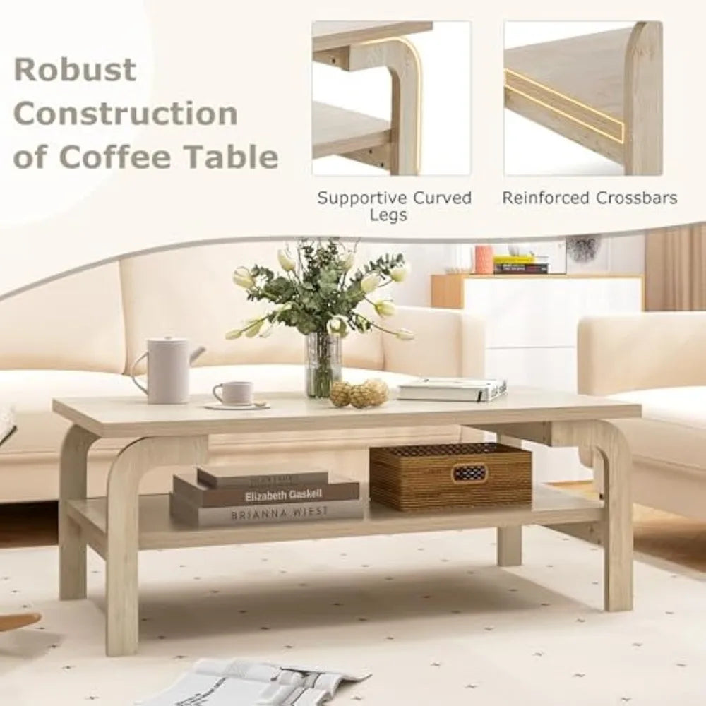 2-Tier Coffee Table with Storage