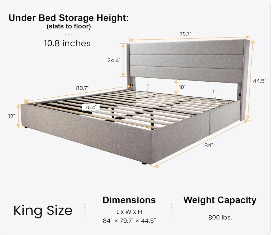 King Size Lift Up Storage Bed Frame/Hydraulic Storage