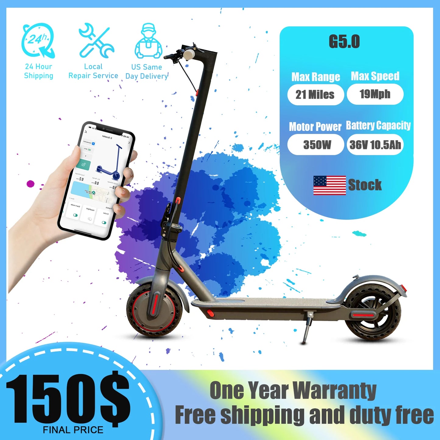G5.0 Electric Scooter 36V 10.5AH High-Capacity Battery