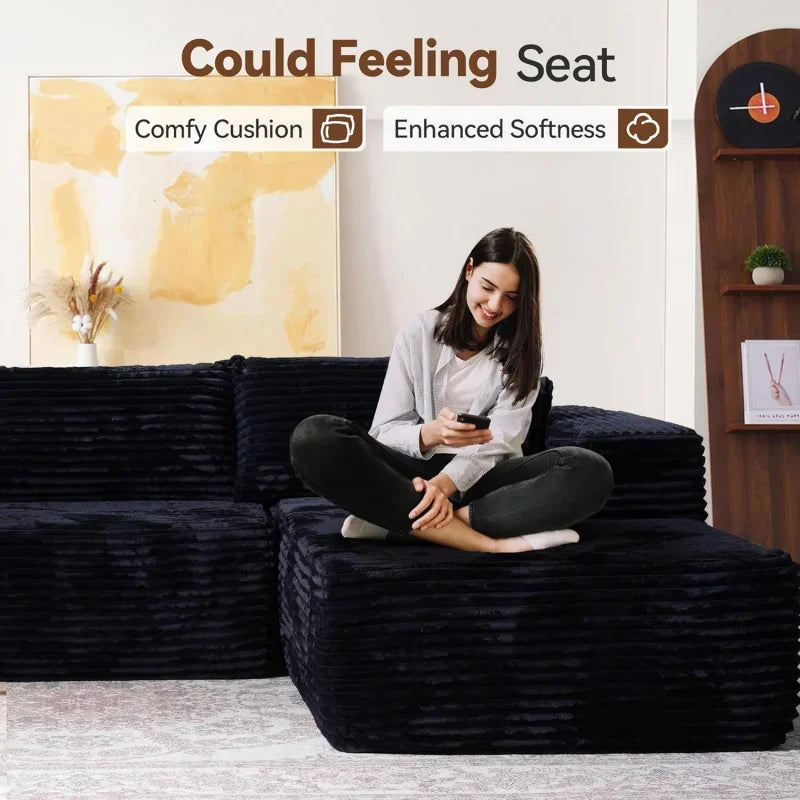 104" Cloud Sectional Boneless L Shape Sofa with Deep Seat