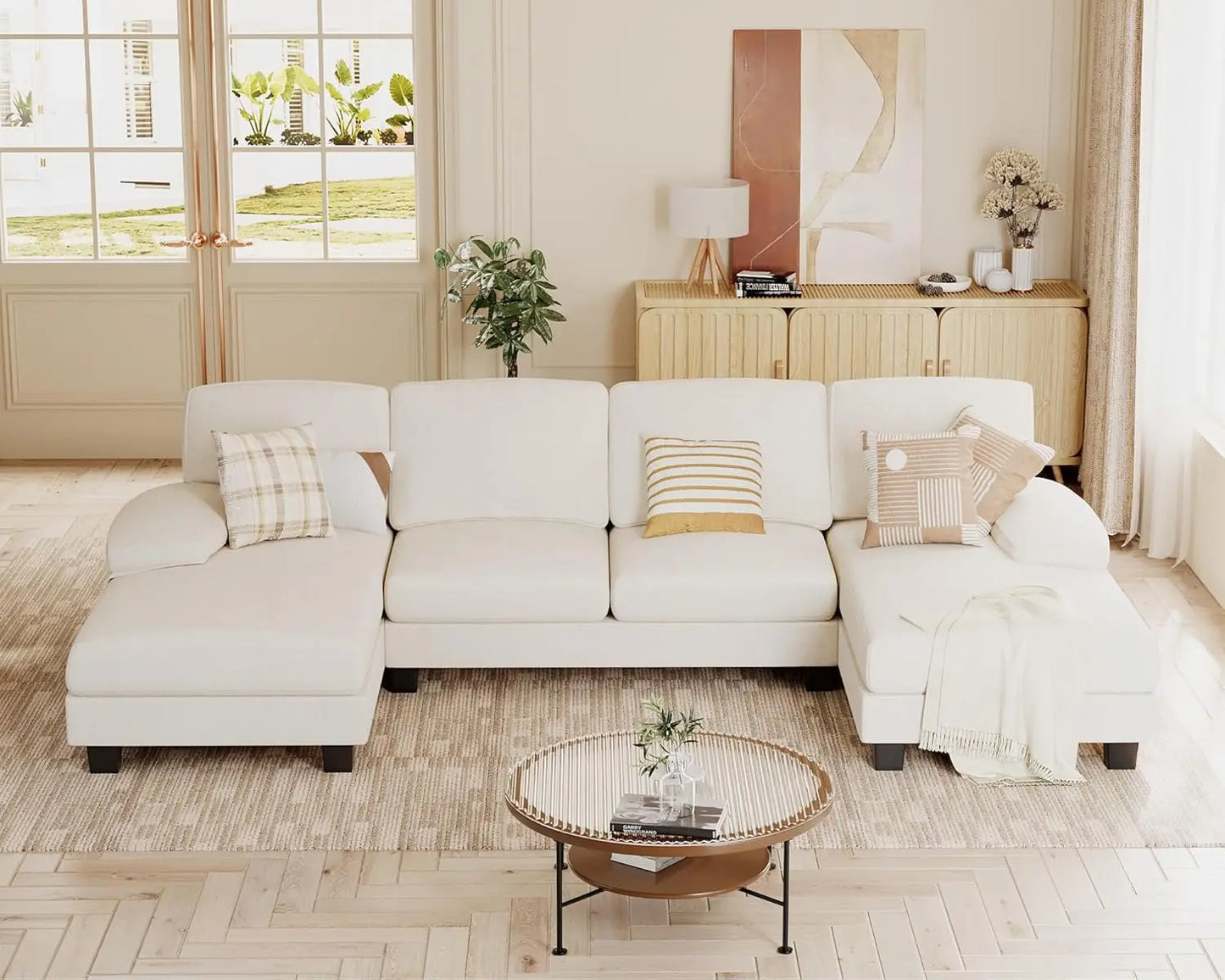 4 Seat Modern Sofa with Removable Pillows