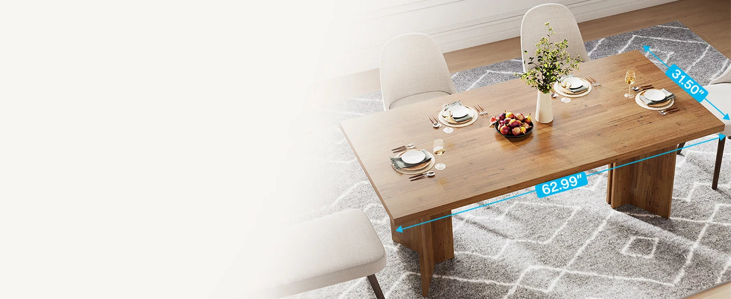 63-inch Farmhouse Kitchen Table with Large Tabletop
