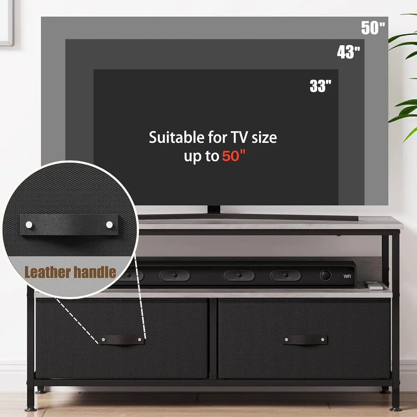 TV Media Console Table with Drawers and Shelves