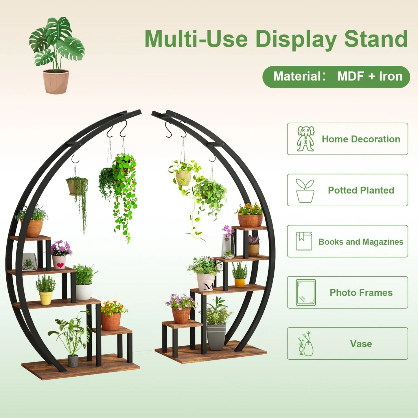 2 Pcs Metal Plant Shelf for Indoor Outdoor Plants