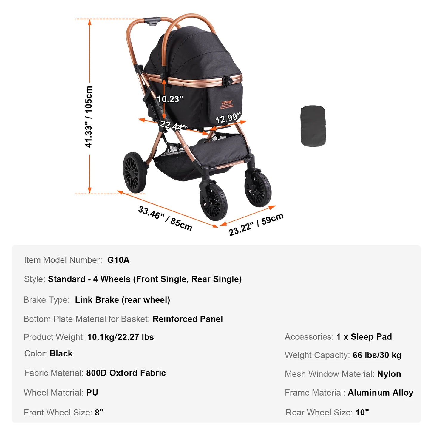 Pet Stroller Carrier Dog or Cat Strollers Lightweight Travel