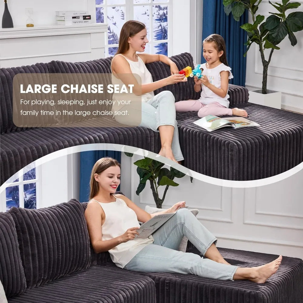 Modular Sectional Sofa Couches L-Shape Couch 3 Seat Modular Sofa Memory Foam Sectional Couches for Living Room, Cloud Couch with