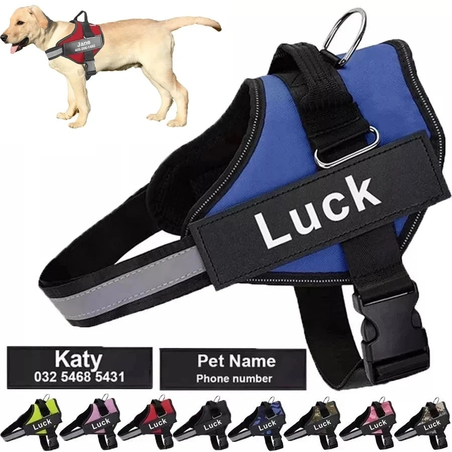 Dog Harness Vest ID Patch Breathable Adjustable
