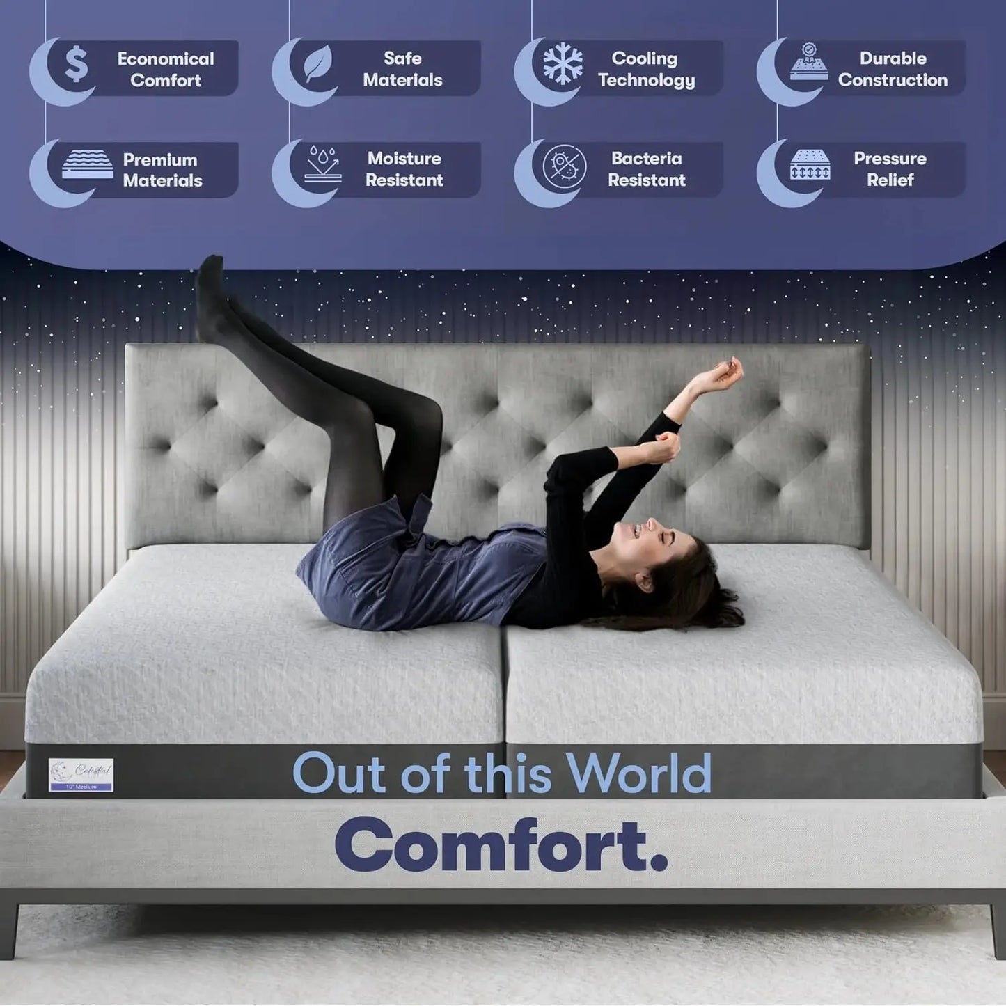 10-inch Medium Split King Gel Memory Foam Mattress in a Box