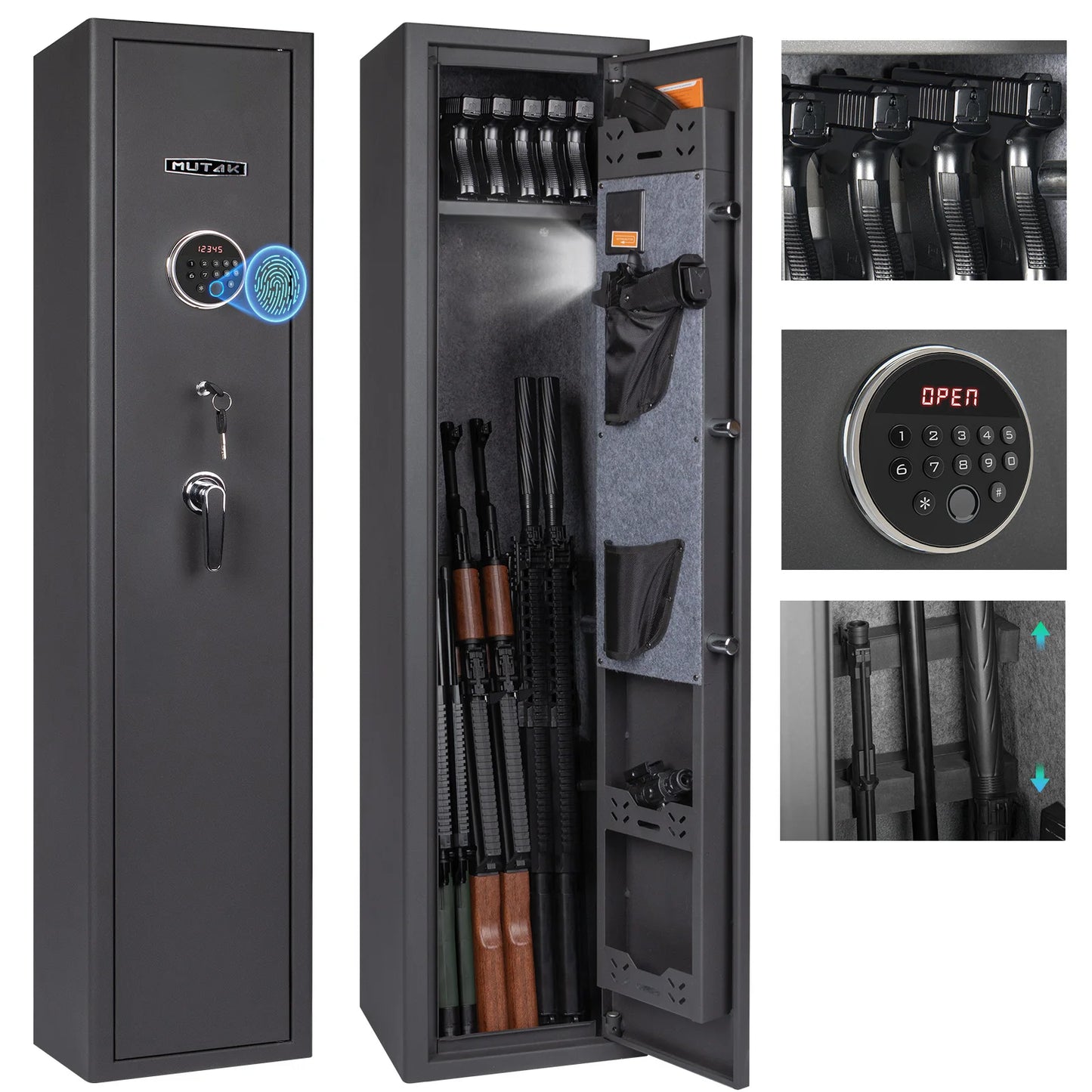 Mustak 3-8 Rifles Gun Safe for Home with Fingerprint/Keypad
