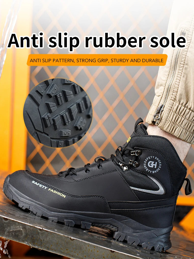 High Top Safety Shoes Men Steel Toe Work boots