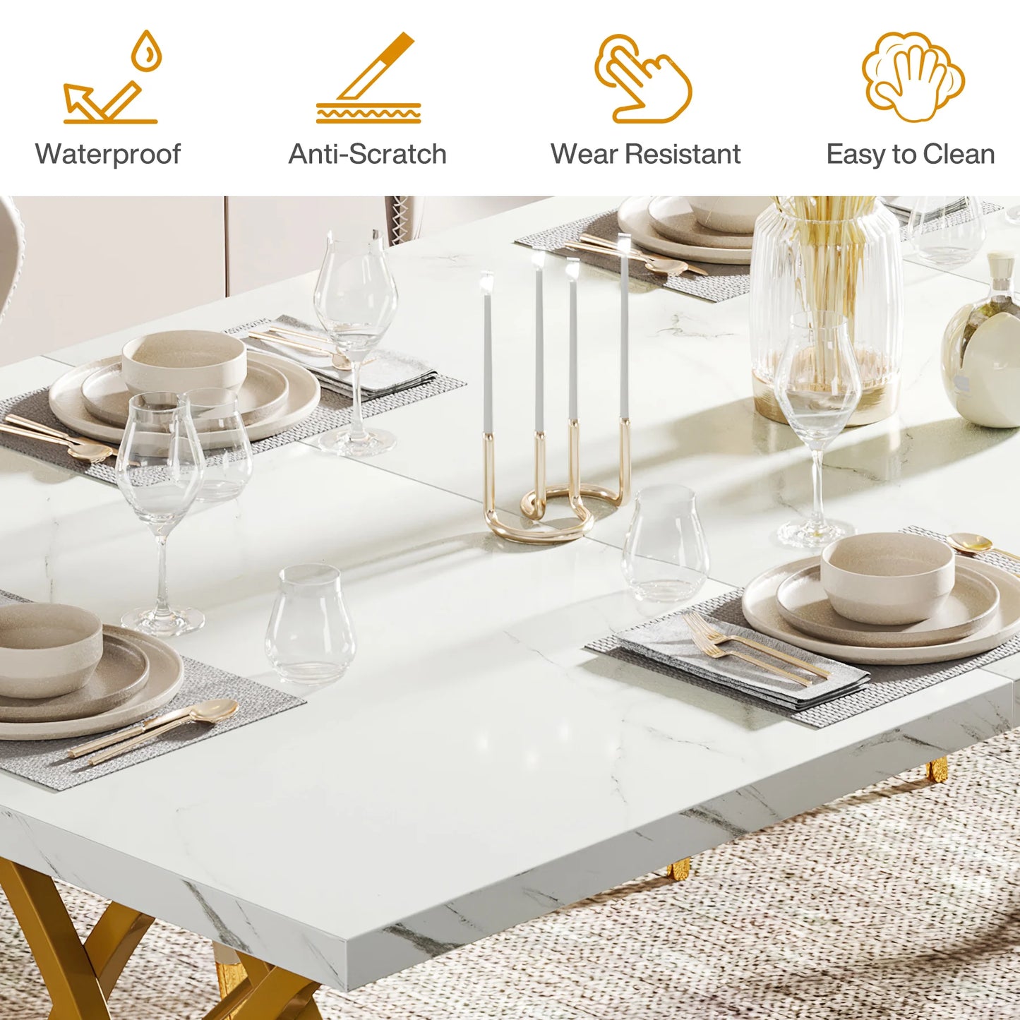 63-Inch Rectangular Dining Table for 4 to 6 people