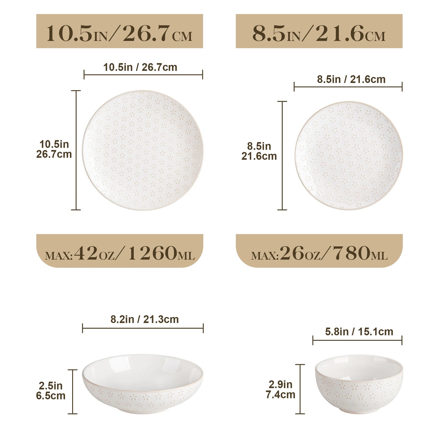 16/32 Piece Stoneware Plates Dinner Set.