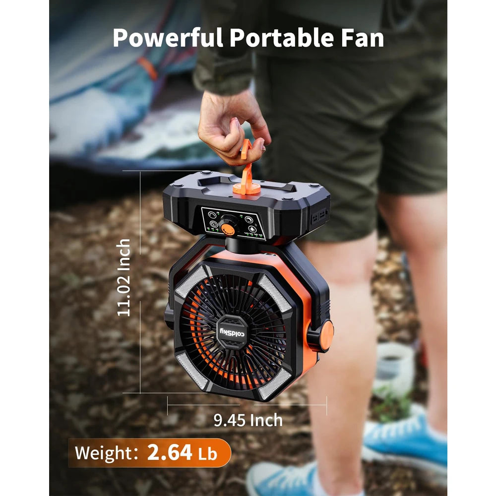 20000mAh Battery Camping Fan with 4 LED Lantern 8 Speeds