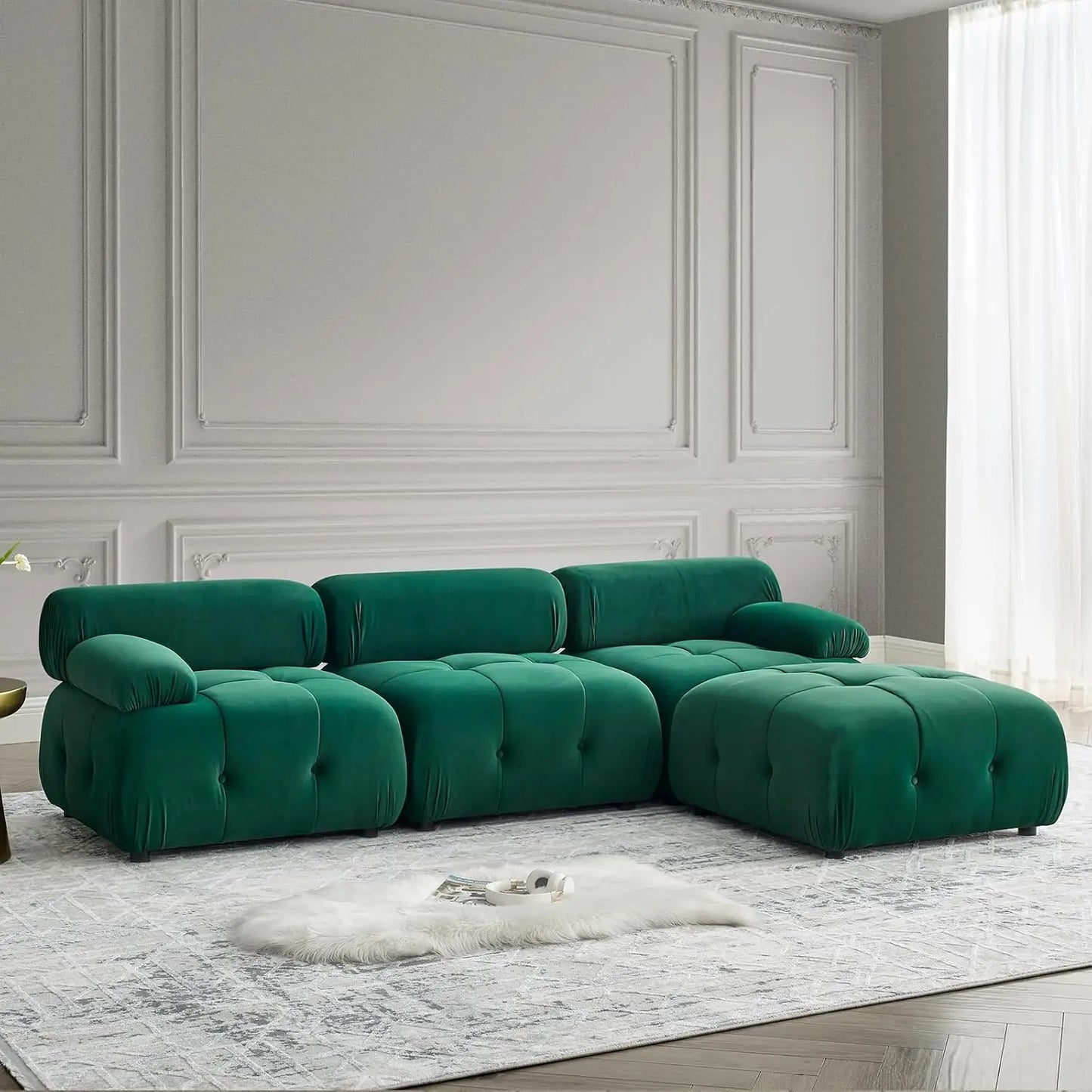 L Shaped Couch with Reversible Ottoman, Living Room Couch