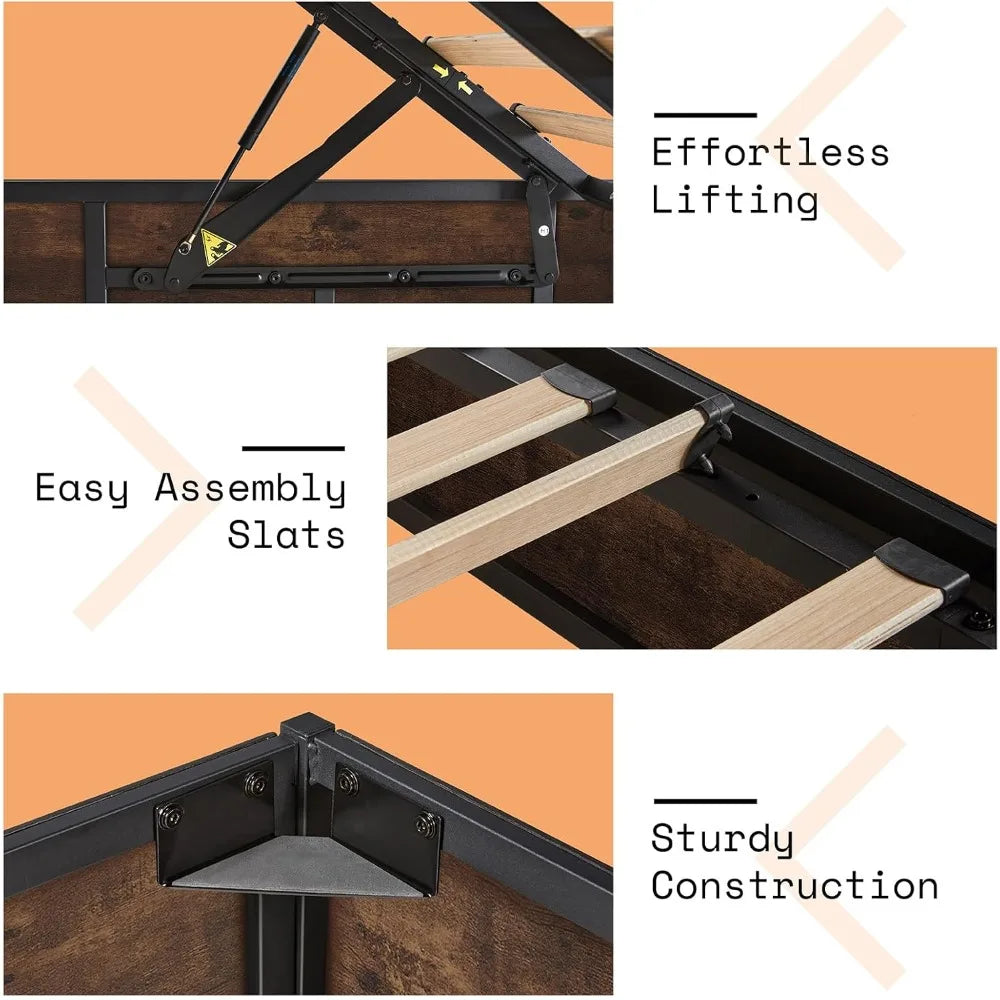 Lift Up Storage Bed, King Bed Frame with Storage