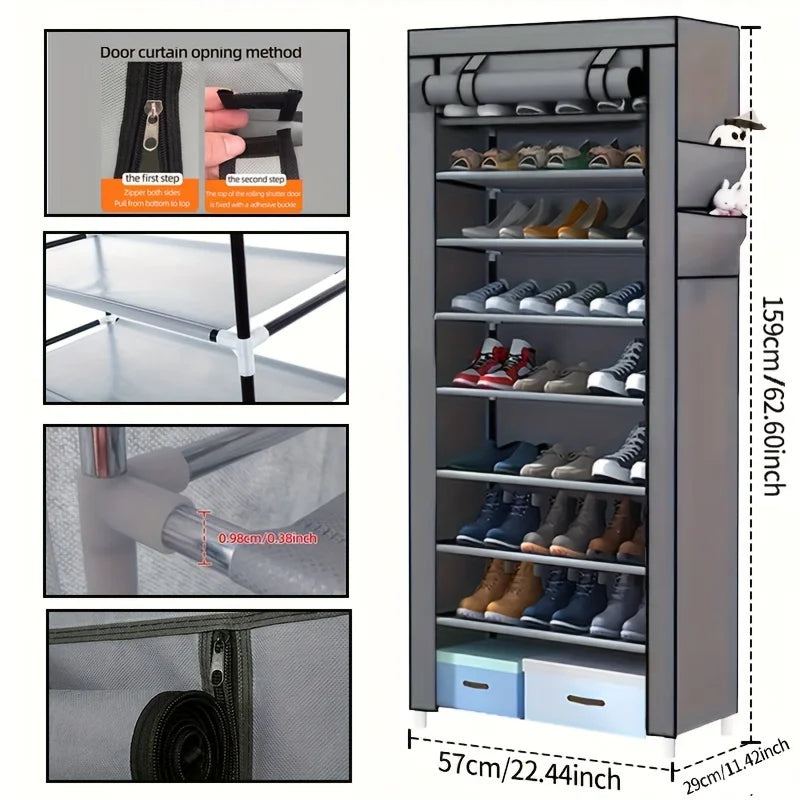 10-Layer Sturdy Shoe Rack - Holds 18-22 Pairs