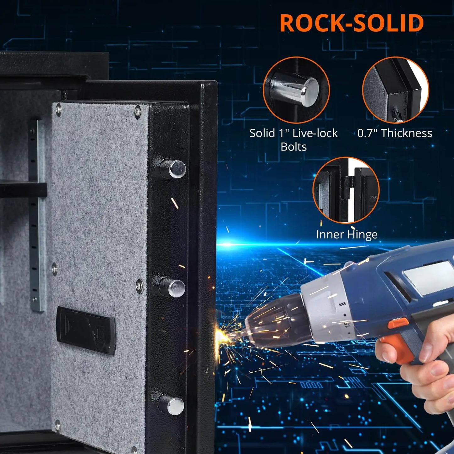 Fireproof and Waterproof Safe Box with Programmable Keypad