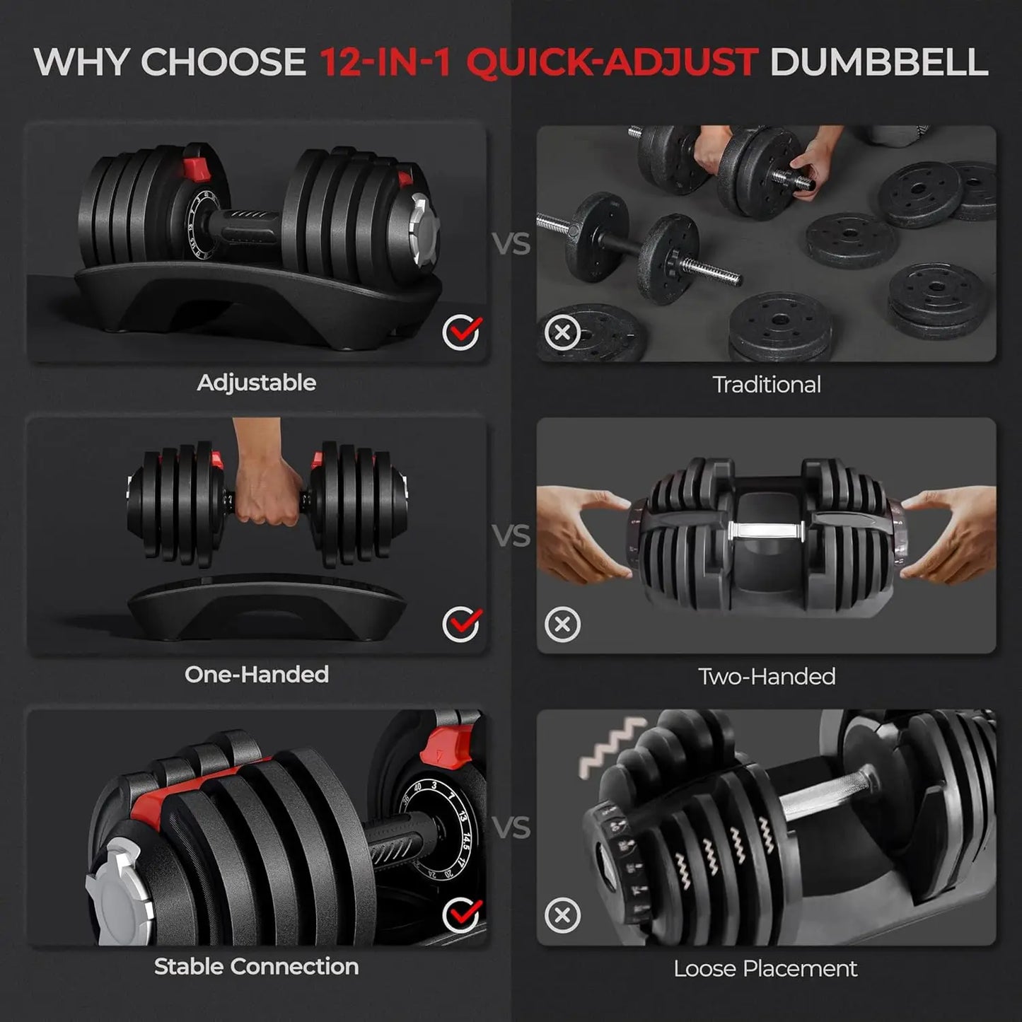 28-90LBS Adjustable Dumbbell Set with Anti-Slip Handle