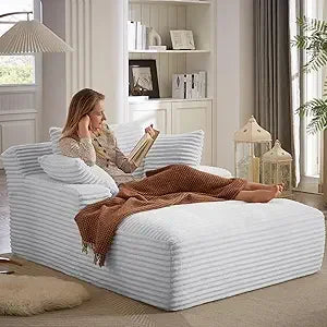 Oversized Chaise Lounge Sofa Bed with Throw Pillows and Armrests