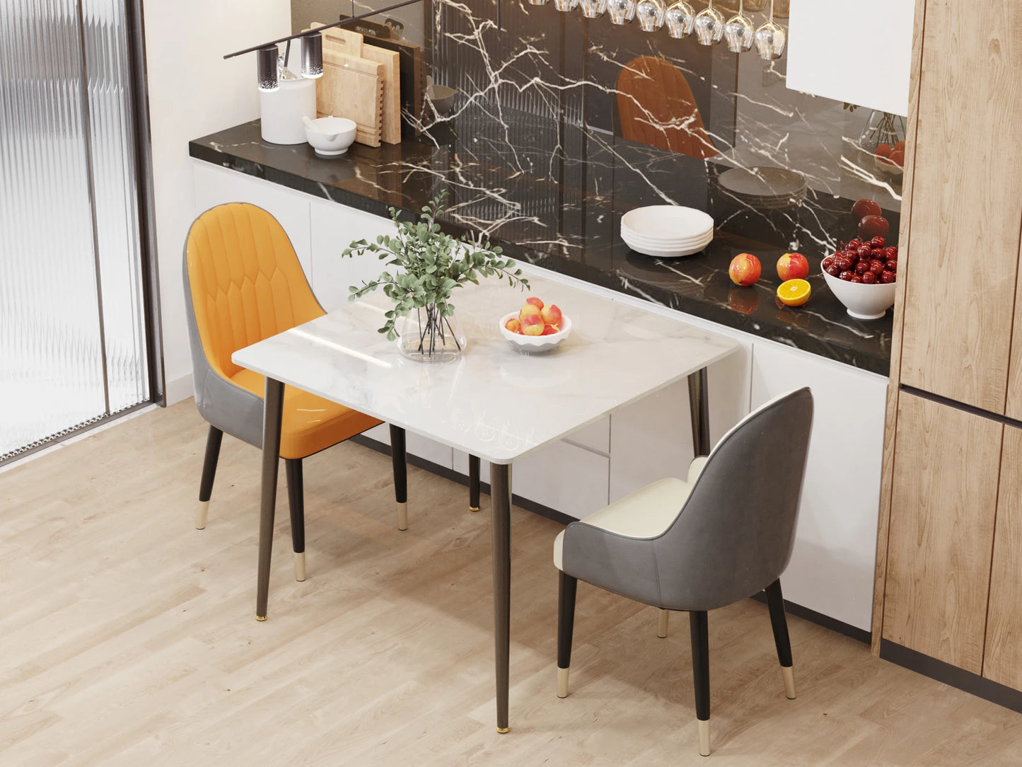 Dining Table Stone Top with Metal Frame