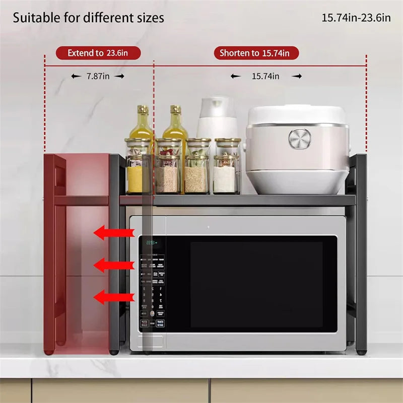 Adjustable Space-Saving Microwave Rack & Storage Organizer