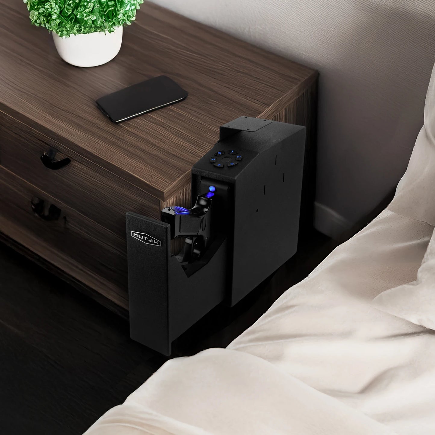 Biometric Slider Bedside Handgun Safe, for Nightstand