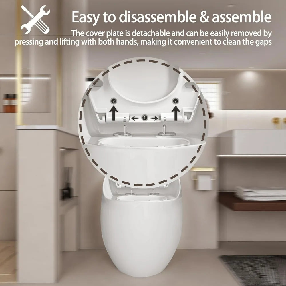 Egg-Shaped One-Piece Toilet 1.28 GPF Low-Flush Toilet with Soft Close Seat