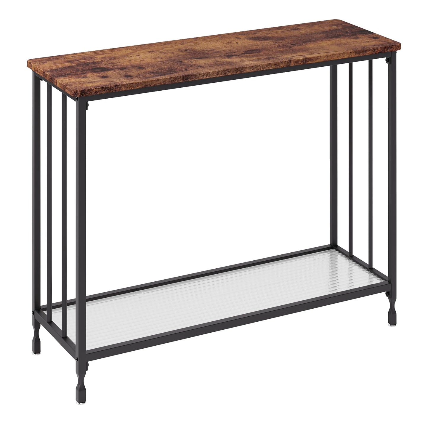 Narrow Entryway Console Table with Glass Shelf