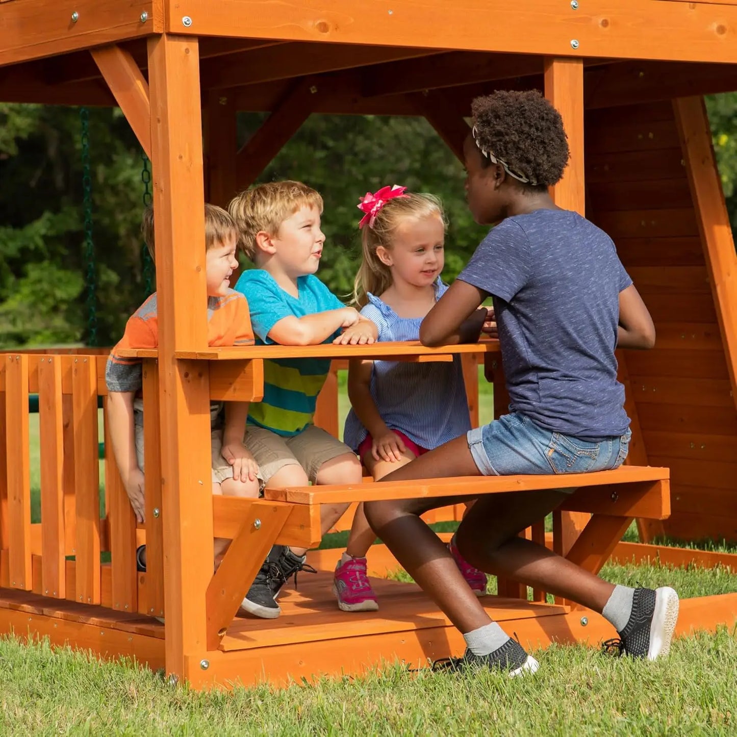 II Cedar Wood Swing Set with Wave Slide